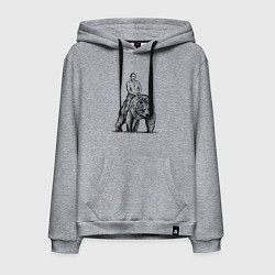 Толстовка-худи хлопковая мужская Президент на медведе, цвет: меланж