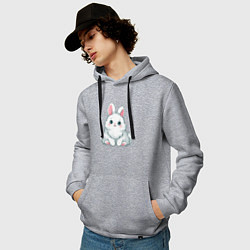Толстовка-худи хлопковая мужская Пушистый аниме кролик, цвет: меланж — фото 2