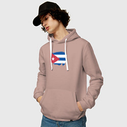 Толстовка-худи хлопковая мужская Флаг Кубы, цвет: пыльно-розовый — фото 2