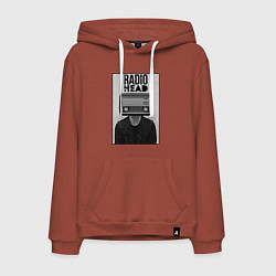 Толстовка-худи хлопковая мужская Radiohead human, цвет: кирпичный
