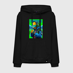 Толстовка-худи хлопковая мужская Cyber Bart Simpson - ai art fantasy, цвет: черный