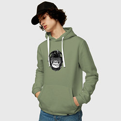 Толстовка-худи хлопковая мужская Music gorilla, цвет: авокадо — фото 2