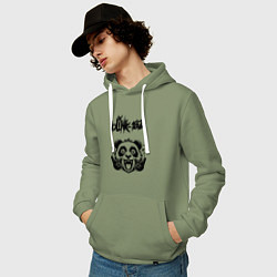 Толстовка-худи хлопковая мужская Blink 182 - rock panda, цвет: авокадо — фото 2