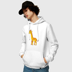Толстовка-худи хлопковая мужская Добрый жираф, цвет: белый — фото 2