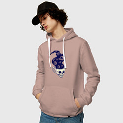 Толстовка-худи хлопковая мужская Dead drink space skull, цвет: пыльно-розовый — фото 2