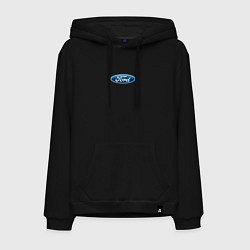 Толстовка-худи хлопковая мужская FORD авто спорт лого, цвет: черный