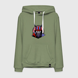 Толстовка-худи хлопковая мужская Samurai evil face, цвет: авокадо