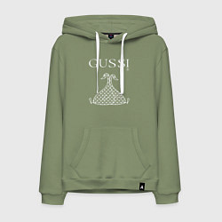 Толстовка-худи хлопковая мужская Гусси - два белых гуся, цвет: авокадо