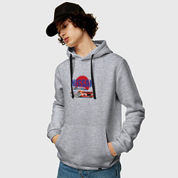 Толстовка-худи хлопковая мужская Nissan Skyline GTR 32, цвет: меланж — фото 2