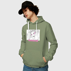 Толстовка-худи хлопковая мужская Девушки Хоккайдо супер очаровательны, цвет: авокадо — фото 2
