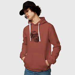 Толстовка-худи хлопковая мужская Кабан новогодний, цвет: кирпичный — фото 2