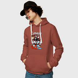 Толстовка-худи хлопковая мужская Cuphead - devil, цвет: кирпичный — фото 2