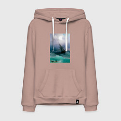 Мужская толстовка-худи Корабль среди бурного моря