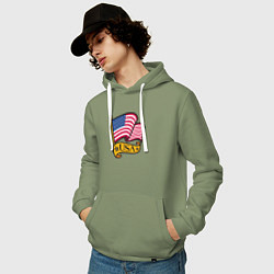 Толстовка-худи хлопковая мужская American flag, цвет: авокадо — фото 2