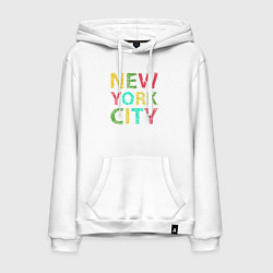 Толстовка-худи хлопковая мужская New York city colors, цвет: белый