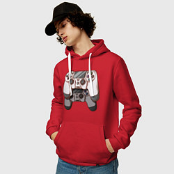 Толстовка-худи хлопковая мужская Dualshock 4, цвет: красный — фото 2