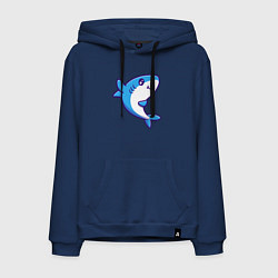 Толстовка-худи хлопковая мужская Дружелюбная акула, цвет: тёмно-синий