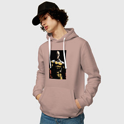 Толстовка-худи хлопковая мужская Ванпанчмен Сайтама супергерой, цвет: пыльно-розовый — фото 2