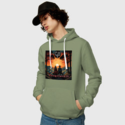 Толстовка-худи хлопковая мужская Романтичная - Скелеты в шкафу, цвет: авокадо — фото 2