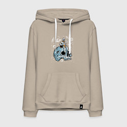 Мужская толстовка-худи Космонавт сидит на черепе