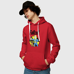 Толстовка-худи хлопковая мужская Vault boy and dog, цвет: красный — фото 2