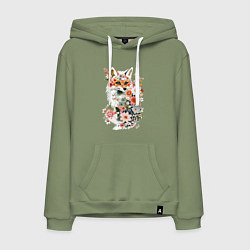 Мужская толстовка-худи Лисий контур из цветов