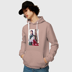 Толстовка-худи хлопковая мужская Монолог фармацевта Маомао Жэньши служащий при импе, цвет: пыльно-розовый — фото 2