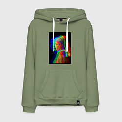 Мужская толстовка-худи Девушка с жемчужной серёжкой с глюками