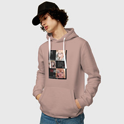 Толстовка-худи хлопковая мужская Марин Китагава коллаж, цвет: пыльно-розовый — фото 2