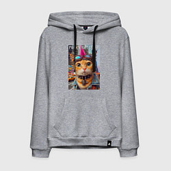 Мужская толстовка-худи Котёнок панк музыкант из Нью-Йорка - нейросеть