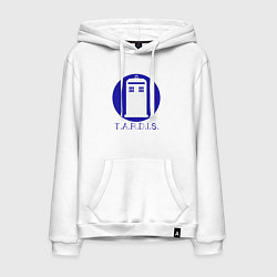 Толстовка-худи хлопковая мужская Blue tardis, цвет: белый