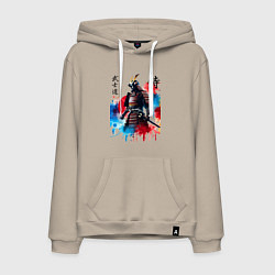 Мужская толстовка-худи Японский самурай - акварель