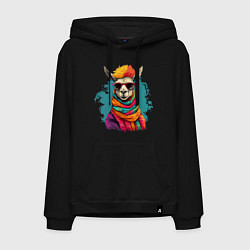 Мужская толстовка-худи Лама в разноцветном шарфе