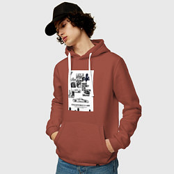 Толстовка-худи хлопковая мужская Porsche автомобиль, цвет: кирпичный — фото 2