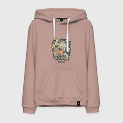 Толстовка-худи хлопковая мужская One piece молния Moncey D Luffy, цвет: пыльно-розовый