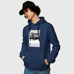 Толстовка-худи хлопковая мужская Porsche 911 стильный автомобиль, цвет: тёмно-синий — фото 2