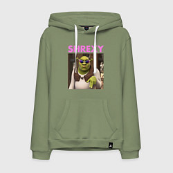 Толстовка-худи хлопковая мужская Shrexy - Shrek, цвет: авокадо