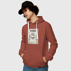 Толстовка-худи хлопковая мужская Барбер эстетика, цвет: кирпичный — фото 2