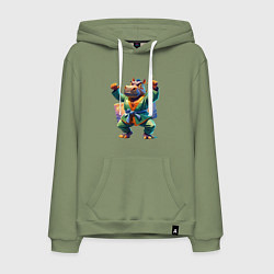 Мужская толстовка-худи Бегемот в кимоно