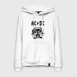 Толстовка-худи хлопковая мужская AC DC - rock dog, цвет: белый