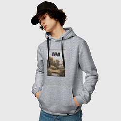 Толстовка-худи хлопковая мужская Ivan дом у озера, цвет: меланж — фото 2