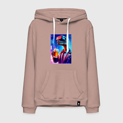 Мужская толстовка-худи Пивозавр в виртуальных очках - нейроарт