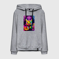 Мужская толстовка-худи Зомби Пикачу с тыквой - неоновое свечение