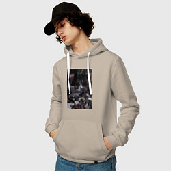 Толстовка-худи хлопковая мужская Волки коллаж, цвет: миндальный — фото 2