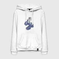 Толстовка-худи хлопковая мужская Космонавт астронавт украшает футболку космосом, цвет: белый