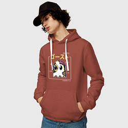 Толстовка-худи хлопковая мужская Ghost - Pac Man, цвет: кирпичный — фото 2