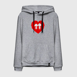 Толстовка-худи хлопковая мужская Алое сердце, цвет: меланж