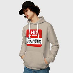 Толстовка-худи хлопковая мужская Eminem - slim shady sticker, цвет: миндальный — фото 2