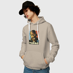Толстовка-худи хлопковая мужская Tupac - all eyez on me, цвет: миндальный — фото 2
