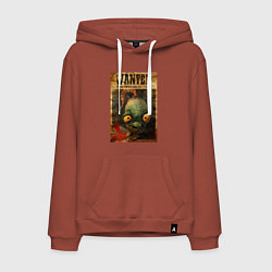 Толстовка-худи хлопковая мужская Oddworld - wanted, цвет: кирпичный